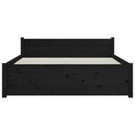 vidaXL Cadre de lit Noir Bois massif 135x190 cm Double