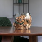 Goutte d'eau en teck et verre 15 cm