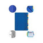 Trieur Agrafé Avec Élastiques 12 Compartiments - Bleu - X 8 - Exacompta