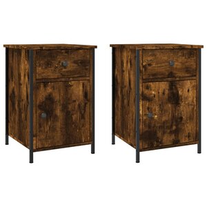 vidaXL Tables de chevet 2 Pièces chêne fumé 40x42x60 cm bois d'ingénierie