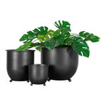 3 pots de fleurs en métal noir