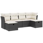vidaXL Salon de jardin 6 Pièces avec coussins noir résine tressée