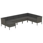 vidaXL Salon de jardin 8 Pièces avec coussins résine tressée gris