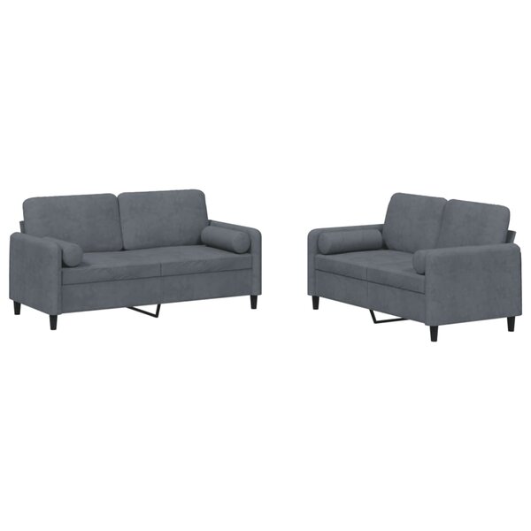 vidaXL Ensemble de canapés 2 Pièces avec coussins gris foncé velours