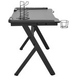 vidaXL Bureau de jeu à LED en forme de Y noir 110x60x75 cm