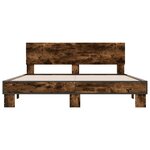 vidaXL Cadre de lit chêne fumé 160x200 cm bois d'ingénierie et métal