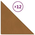 vidaXL Panneaux muraux 12 Pièces Marron 30x30 cm Velours 0 54 m²