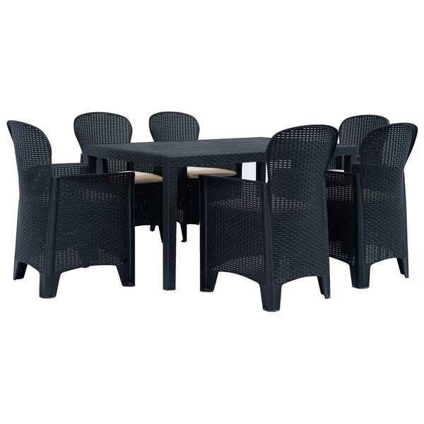 vidaXL Ensemble à manger d'extérieur 7 Pièces Plastique Aspect de rotin