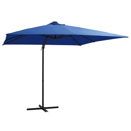 vidaXL Parasol déporté avec LED et mât en acier 250x250 cm Bleu azuré