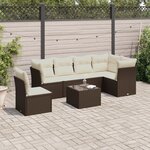 vidaXL Salon de jardin 7 Pièces avec coussins noir résine tressée