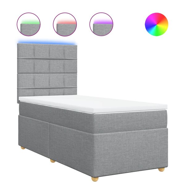 vidaXL Sommier à lattes de lit avec matelas Gris clair 100x200cm Tissu
