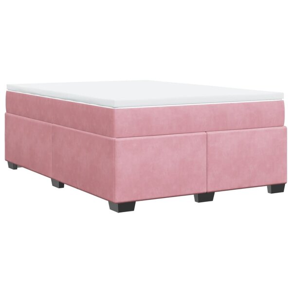 vidaXL Sommier à lattes de lit avec matelas Rose 140x190 cm Velours