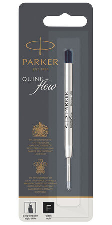 PARKER recharge bille Quinkflow  pointe fine  noire  blister X 1