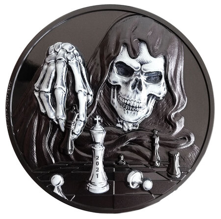 Pièce de monnaie en Argent 20 Dollars g 93.3 (3 oz) Millésime 2021 You Can't Cheat Death DARK CHECKMATE