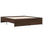 vidaXL Cadre de lit chêne marron 200x200 cm bois d'ingénierie et métal