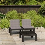 vidaXL Salon de jardin 2 Pièces avec coussins Plastique Gris