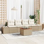 vidaXL Canapé de jardin 5 pièces avec coussins en poly rattan beige