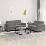 vidaXL Ensemble de canapés 2 Pièces coussins gris foncé tissu microfibre