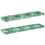 vidaXL Coussins de palette pour banc 2 Pièces Motif de feuille 180x40x8 cm Tissu Oxford