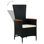 vidaXL Ensemble de salle à manger de jardin avec coussins 5 Pièces Noir
