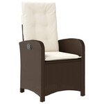 vidaXL Ensemble à manger de jardin 3 Pièces et coussins marron poly rotin