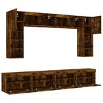 vidaXL Ensemble de meubles TV muraux 8 Pièces et lumières LED chêne fumé