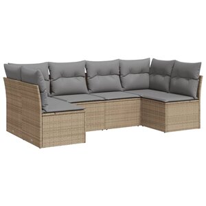 vidaXL Salon de jardin avec coussins 6 Pièces beige résine tressée