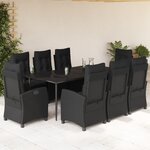 vidaXL Ensemble à manger de jardin 9Pièces coussins noir résine tressée
