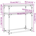vidaXL Table console noir 75x35 5x75 cm bois d'ingénierie