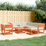 vidaXL Salon de jardin 8 Pièces avec coussins cire marron bois pin massif