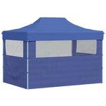 vidaXL Tente de réception pliable avec 3 parois 3x4 m Acier Bleu