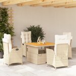 vidaXL Ensemble à manger de jardin avec coussins 5Pièces Beige poly rotin