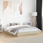 vidaXL Cadre de lit avec lumières LED chêne sonoma 120x190 cm