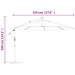 vidaXL Parasol déporté avec lumières LED Rouge bordeaux 350 cm