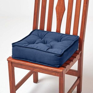 Galette de chaise coussin rehausseur en coton Bleu marine  40 x 40 x 10 cm - HOMESCAPES