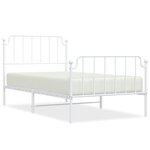vidaXL Cadre de lit métal avec tête de lit/pied de lit blanc 100x190cm