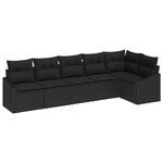 vidaXL Ensemble de salle à manger de jardin de 6 pièces avec coussins en poly rotin noir
