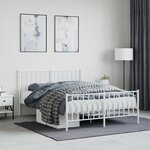 vidaXL Cadre de lit métal avec tête de lit/pied de lit blanc 135x190cm