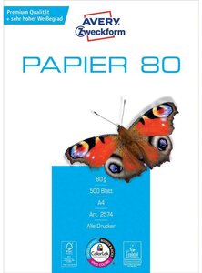 Papier universel, format A4, 80 g/m2, blanc AVERY ZWECKFORM