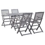vidaXL Ensemble à manger de jardin 5 Pièces Bois d'acacia massif Gris