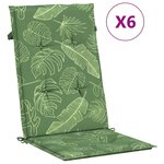 vidaXL Coussins de chaise à dossier haut lot de 6 modèle de feuille