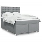 vidaXL Sommier à lattes de lit avec matelas Gris clair 140x190cm Tissu