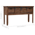 vidaXL Table console Bois massif de sapin 131 x 35 5  x 75 cm Marron