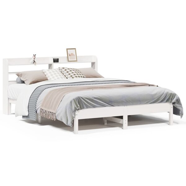 vidaXL Cadre de lit sans matelas blanc 150x200 cm bois de pin massif