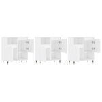 vidaXL Buffets 3 Pièces blanc brillant bois d'ingénierie