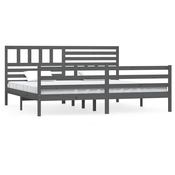 vidaXL Cadre de lit Gris Bois massif 200x200 cm