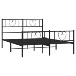 vidaXL Cadre de lit métal avec tête de lit/pied de lit noir 140x190 cm