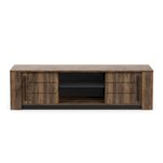 Meuble TV MONACO - 2 portes coulissantes + 3 étageres - bois oak et noir - 184.5 x 42.3 x 51.8 cm