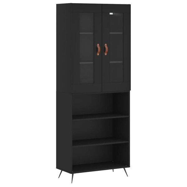 vidaXL Buffet haut Noir 69 5x34x180 cm Bois d'ingénierie