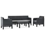 Salon de jardin meuble d'extérieur ensemble de mobilier 4 pièces avec coussins pp rotin anthracite 02_0016173